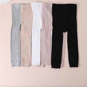 Kids Ribbed Leggings Set - Black, White, Pink, Gray